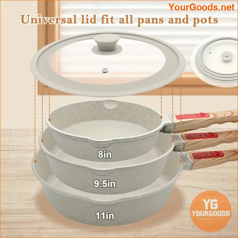 Granite Nonstick 5Piece Fry Pan Set with Removable Handle - YourGoods Online Shop