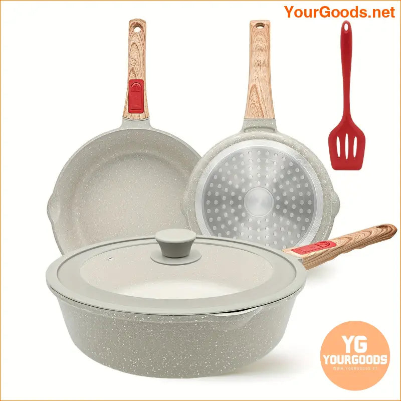 Granite Nonstick 5Piece Fry Pan Set with Removable Handle - YourGoods Online Shop