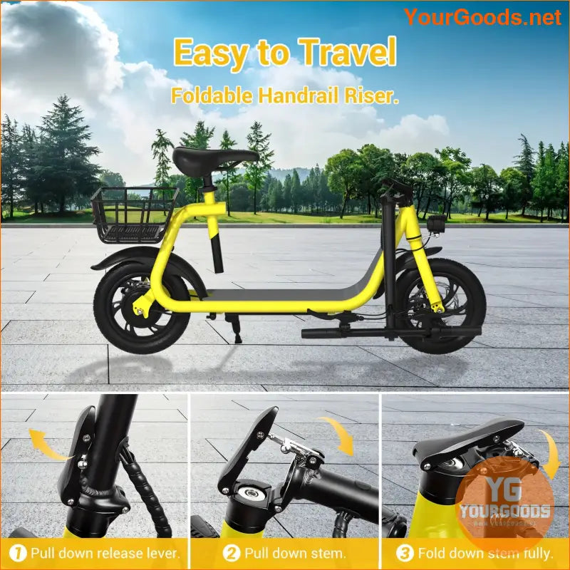 Green 450W High Speed Commuter EScooter Foldable Adjustable Seat 20 Mile Range - YourGoods Online Shop