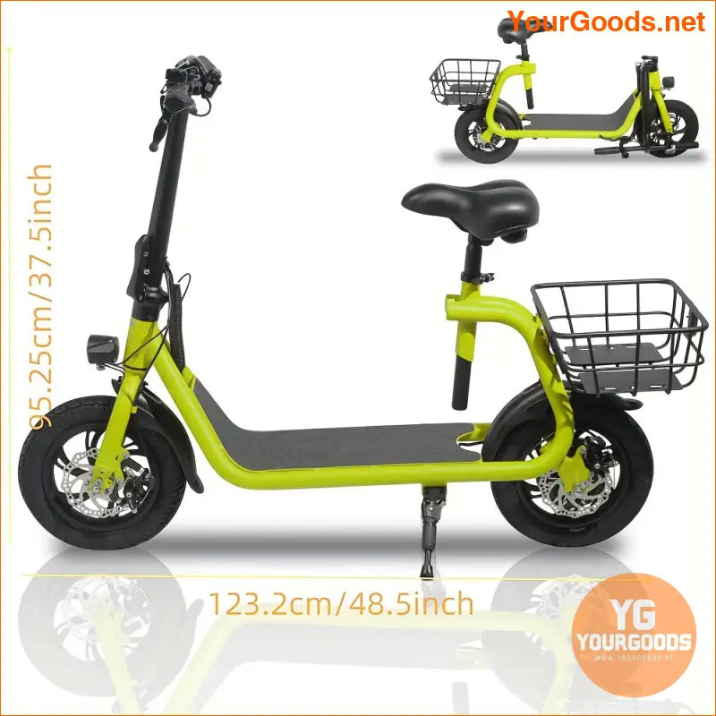 Green 450W High Speed Commuter EScooter Foldable Adjustable Seat 20 Mile Range - YourGoods Online Shop