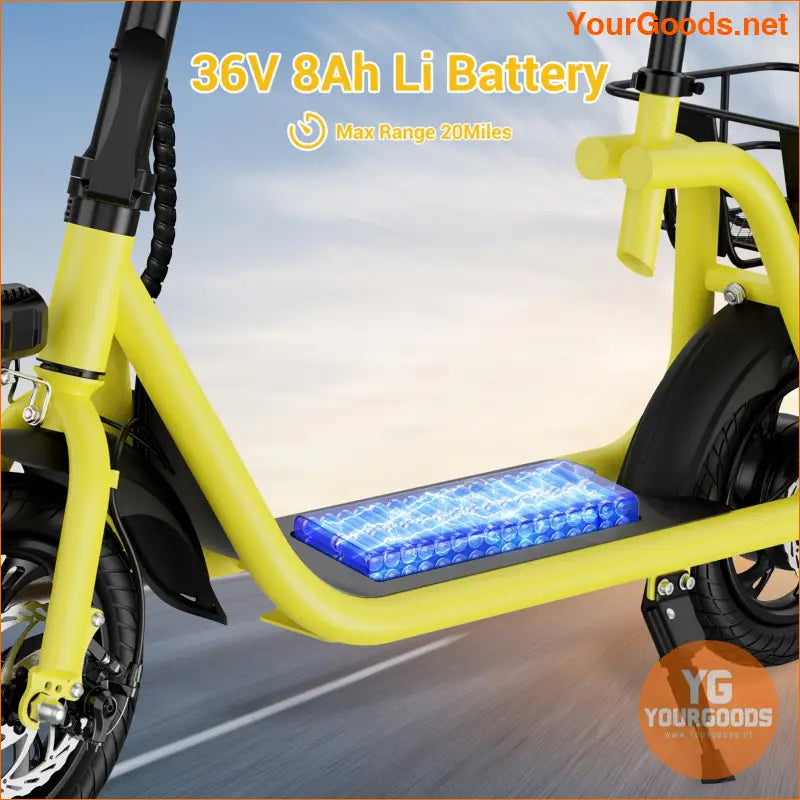 Green 450W High Speed Commuter EScooter Foldable Adjustable Seat 20 Mile Range - YourGoods Online Shop