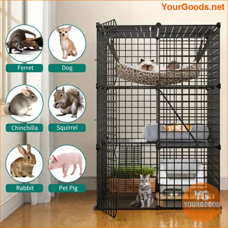 GreenScape DIY Metal Cat Playpen with Hammock - YourGoods Online Shop