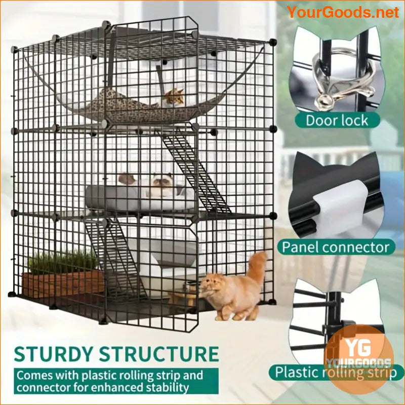 GreenScape DIY Metal Cat Playpen with Hammock - YourGoods Online Shop