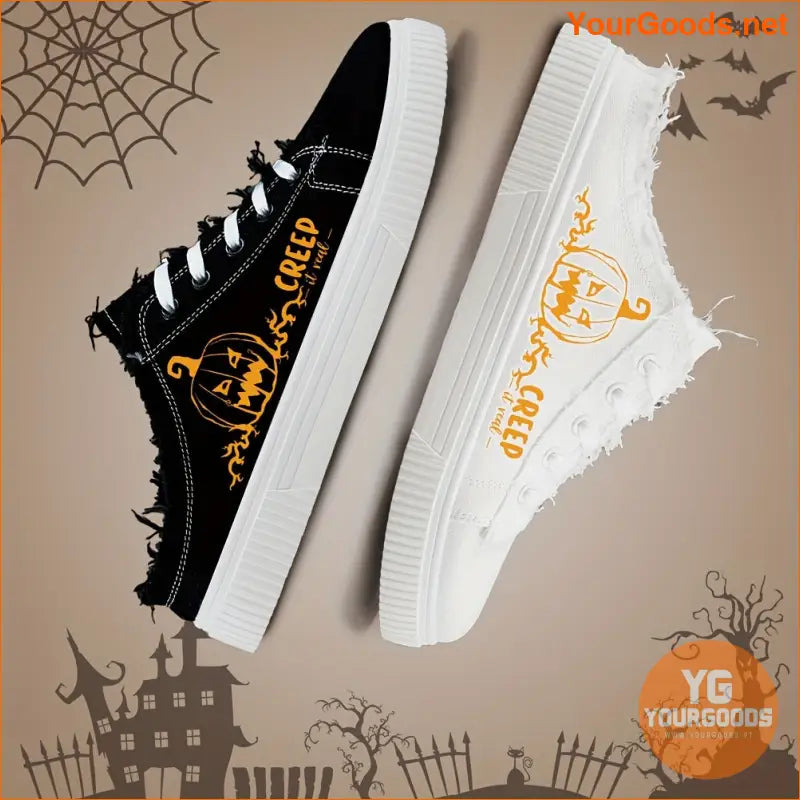 Halloween Pumpkin Creeper Canvas Sneakers Unisex Skate Shoes - YourGoods Online Shop