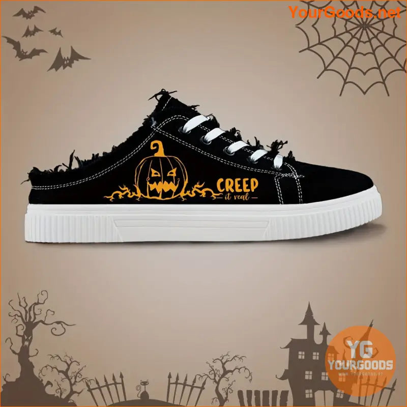 Halloween Pumpkin Creeper Canvas Sneakers Unisex Skate Shoes - YourGoods Online Shop