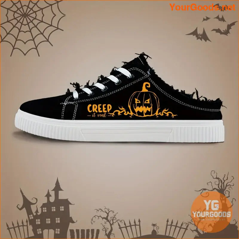 Halloween Pumpkin Creeper Canvas Sneakers Unisex Skate Shoes - YourGoods Online Shop