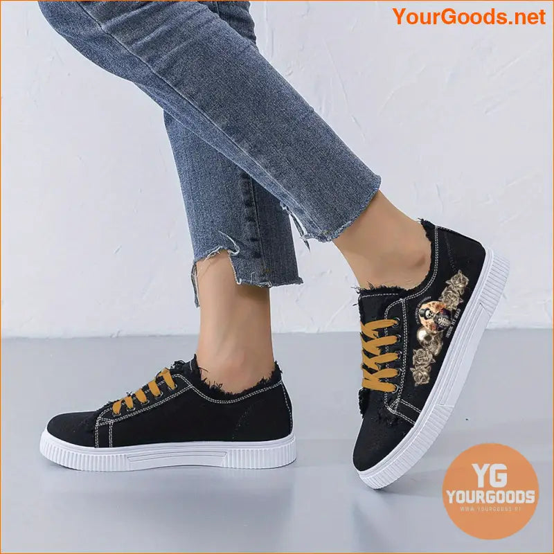 Halloween Skull Roses Unisex Canvas Sneakers AllSeason Comfort - YourGoods Online Shop