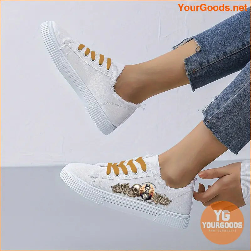 Halloween Skull Roses Unisex Canvas Sneakers AllSeason Comfort - YourGoods Online Shop