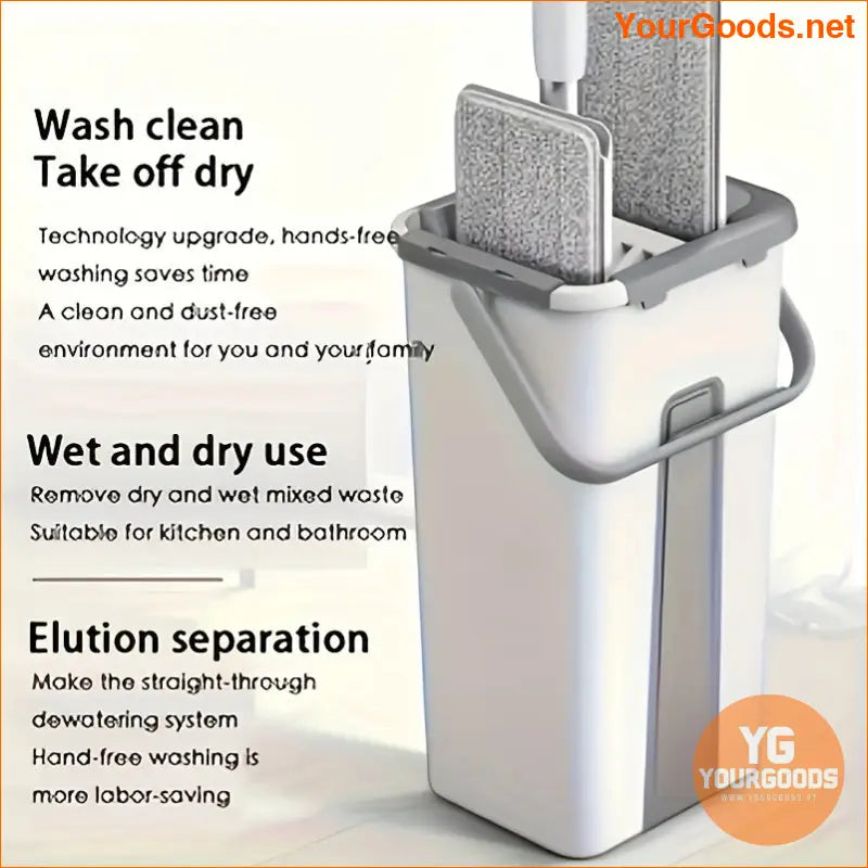 Hand Free Wash Mop Bucket Set with Microfiber Pads - YourGoods Online Shop