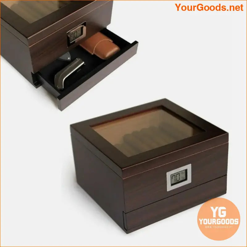 Handcrafted Cedar Humidor with Glass Top Drawer - YourGoods Online Shop