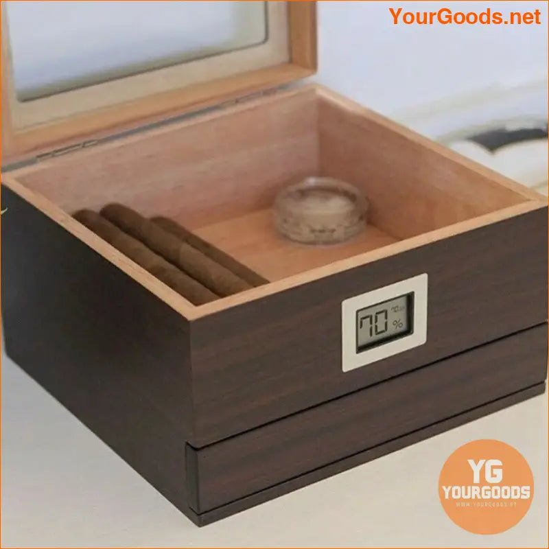 Handcrafted Cedar Humidor with Glass Top Drawer - YourGoods Online Shop