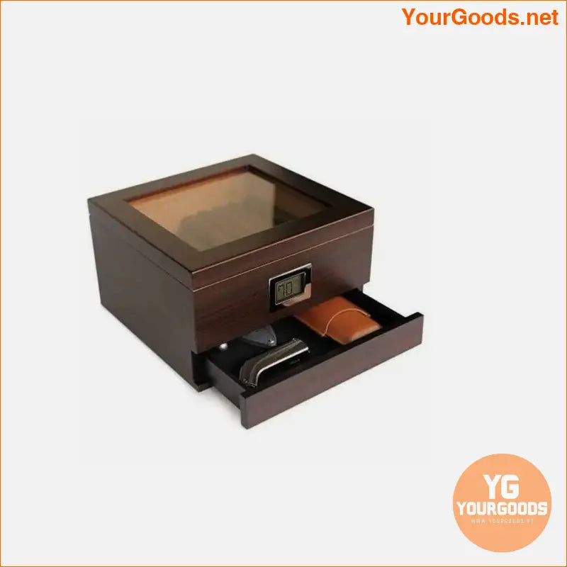 Handcrafted Cedar Humidor with Glass Top Drawer - YourGoods Online Shop