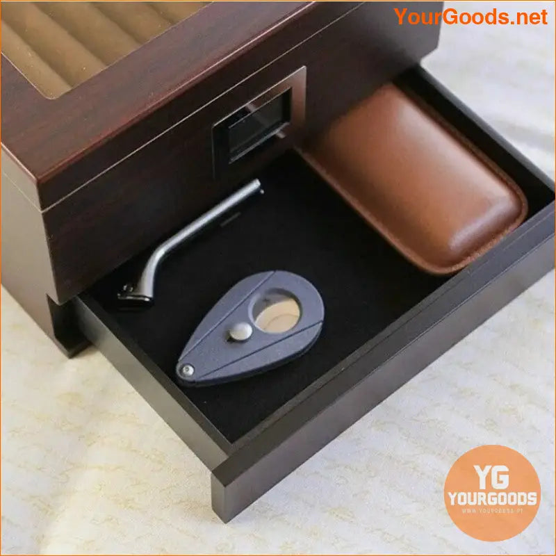 Handcrafted Cedar Humidor with Glass Top Drawer - YourGoods Online Shop