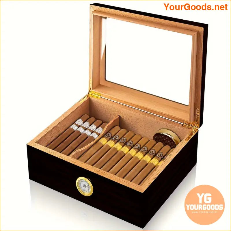 Handmade GlassTop Humidor for 3050 Cigars Black - YourGoods Online Shop