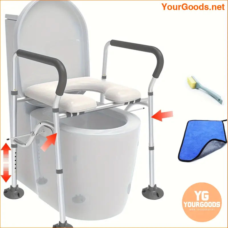 Heavy Duty Cushioned Raised Toilet Seat with Handles - YourGoods Online Shop