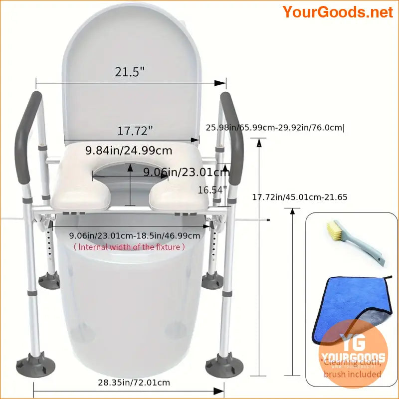 Heavy Duty Cushioned Raised Toilet Seat with Handles - YourGoods Online Shop