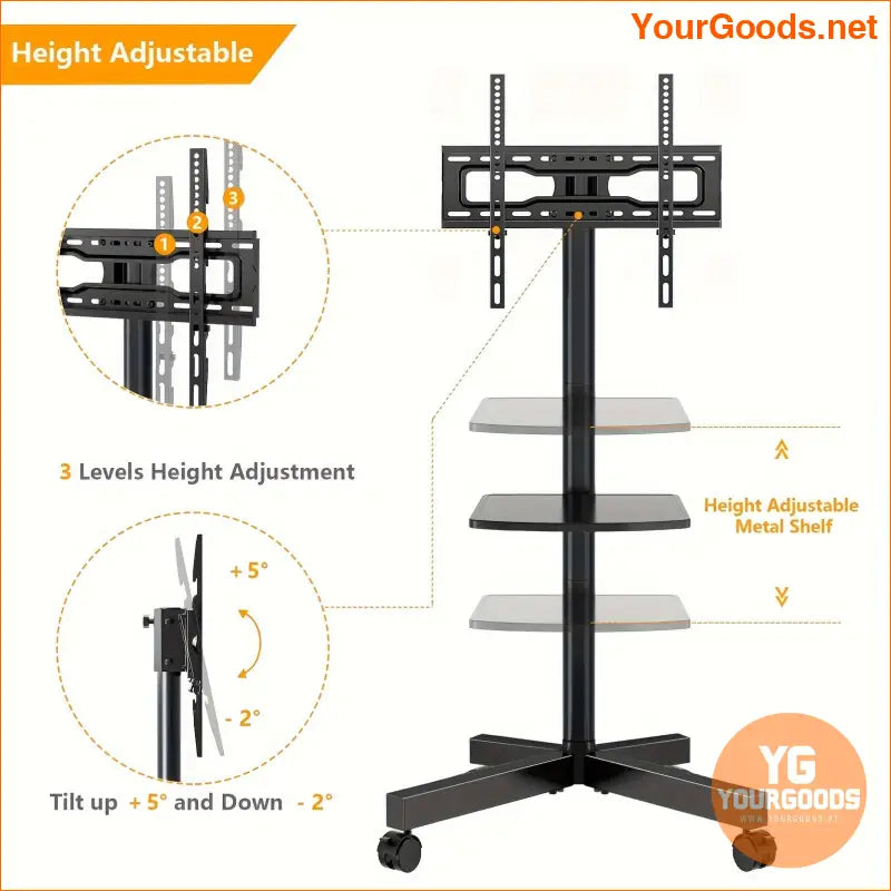 Heavy Duty TV Cart Adjustable Fits 23-55 Screens 88lbs Capacity - YourGoods Online Shop