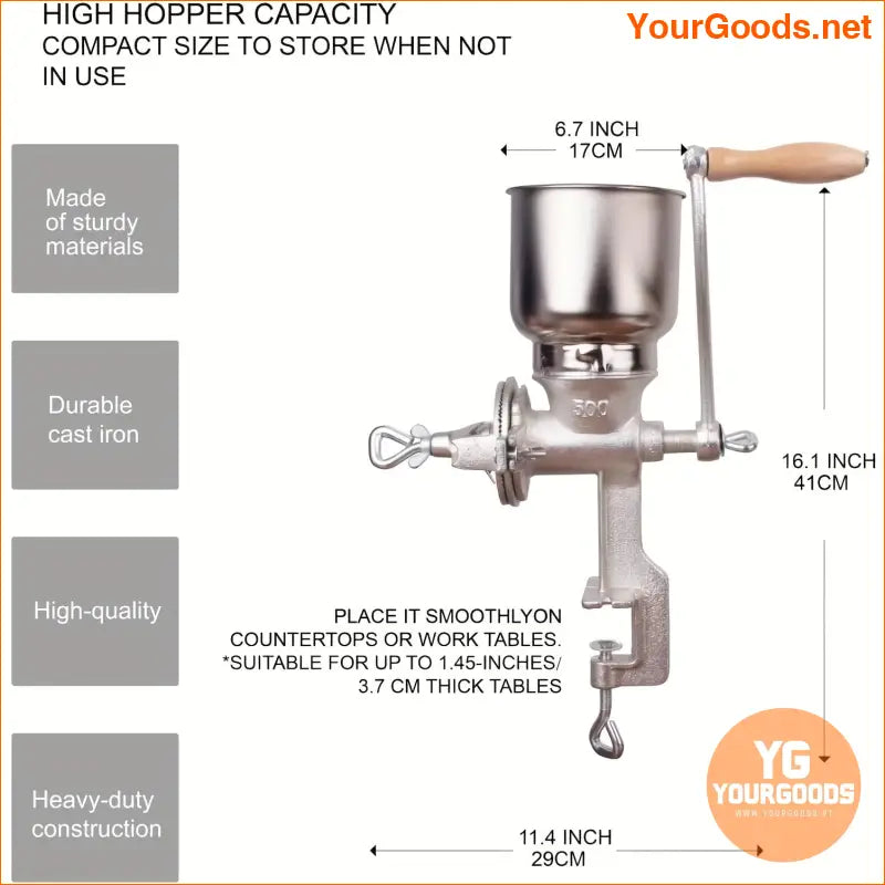 HeavyDuty Cast Iron Grain Coffee Mill with Clamp - YourGoods Online Shop