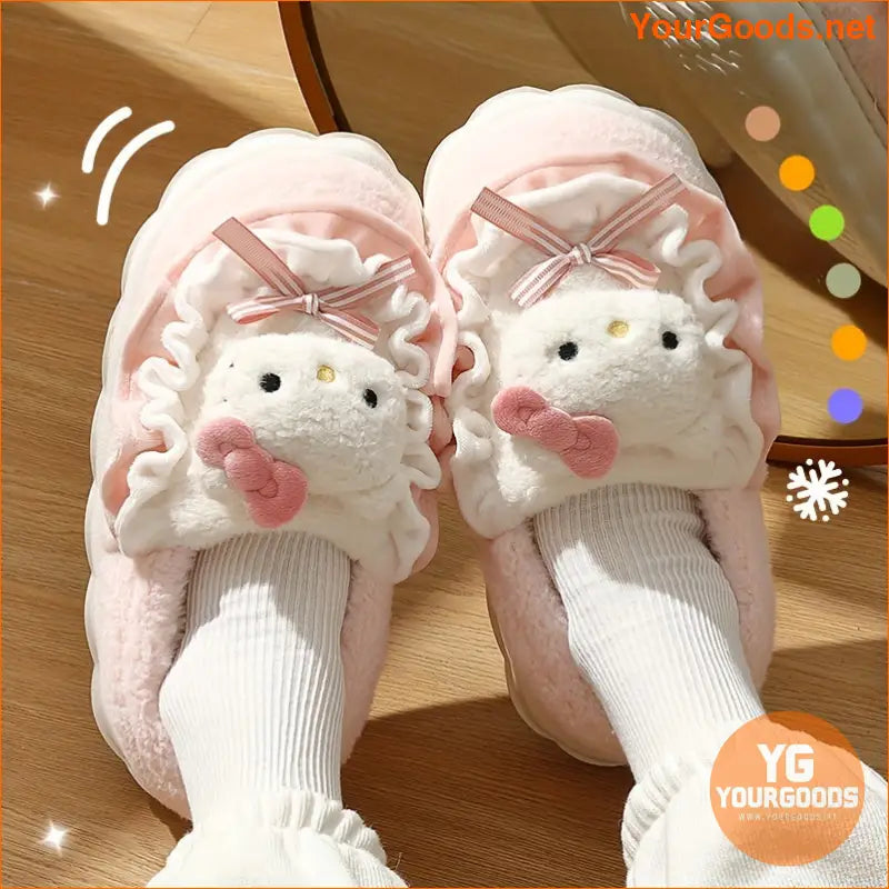 Hello Kitty Cozy Plush Winter Indoor Slippers - YourGoods Online Shop