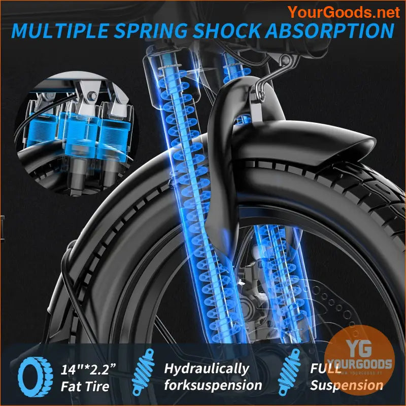 High Performance Folding Electric Bike 500W Motor Dual Suspension - YourGoods Online Shop