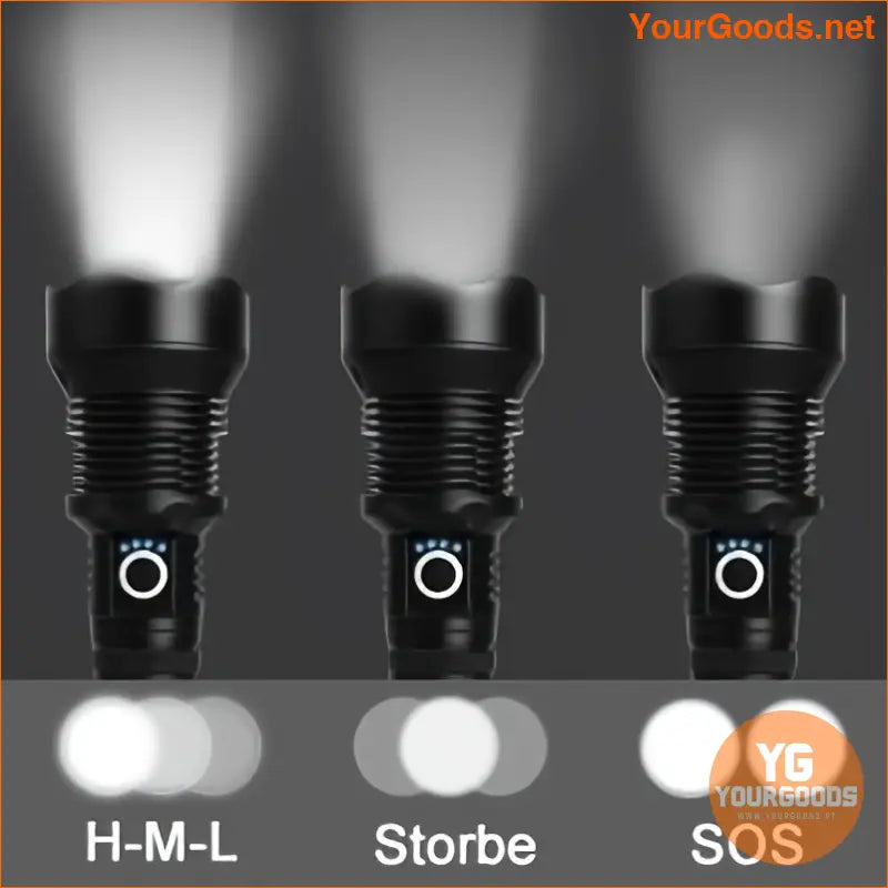 High Power Rechargeable LED Flashlight with Red Light Mode - YourGoods Online Shop