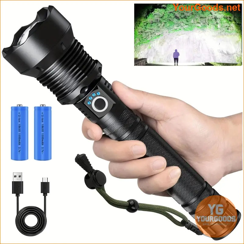 High Power Rechargeable LED Flashlight with Red Light Mode - YourGoods Online Shop