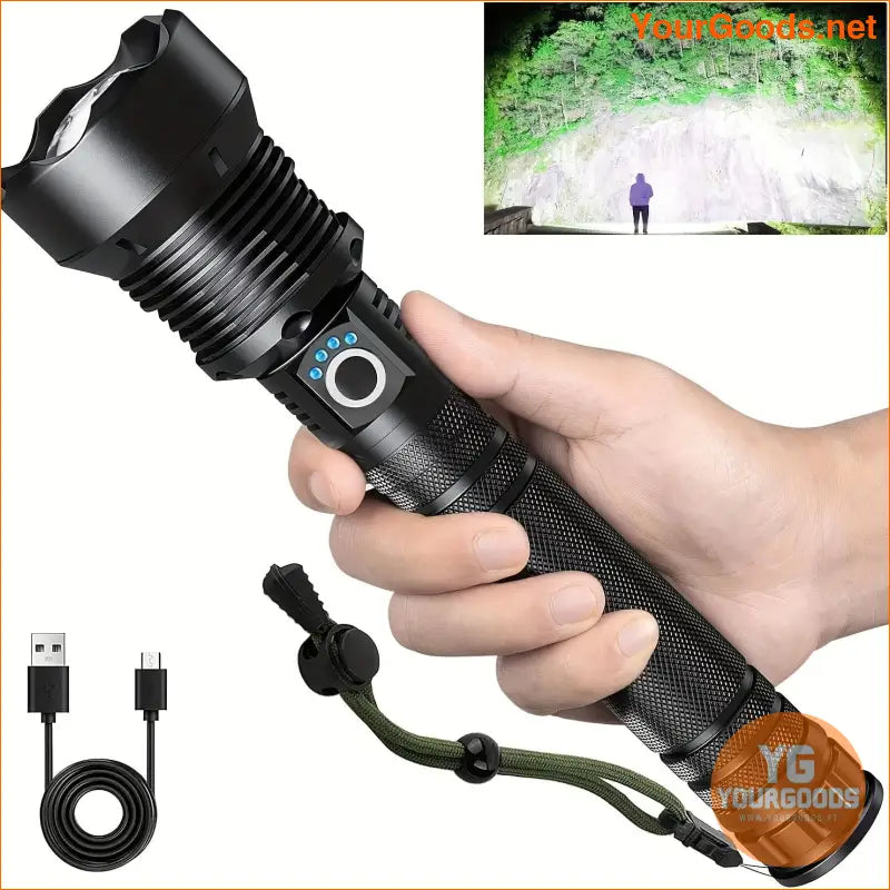 High Power Rechargeable LED Flashlight with Red Light Mode - YourGoods Online Shop