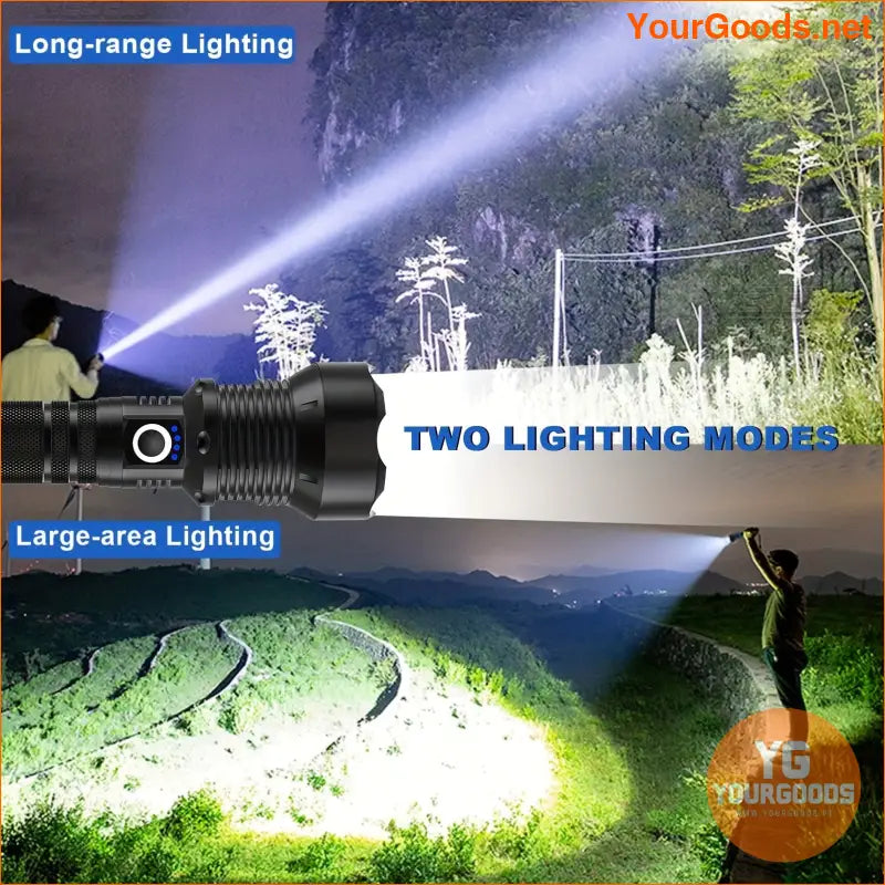 High Power Rechargeable LED Flashlight with Red Light Mode - YourGoods Online Shop