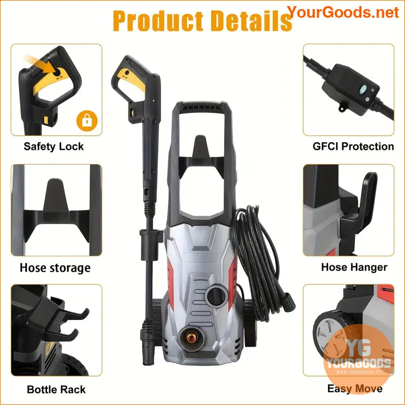 HighPressure Electric Washer 2030 PSI for Cars Patios - YourGoods Online Shop