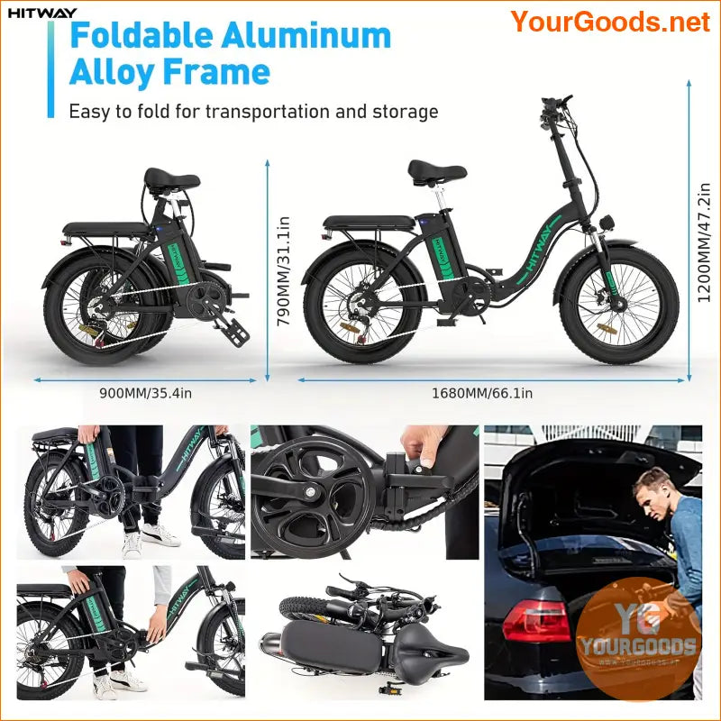 HITWAY BK6M 750W Folding EBike 20 Fat Tires 48V 7Speed - YourGoods Online Shop