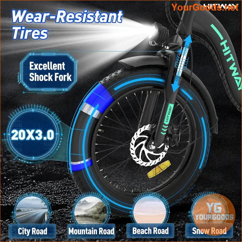 HITWAY BK6M 750W Folding EBike 20 Fat Tires 48V 7Speed - YourGoods Online Shop