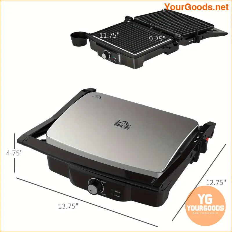 HOMCOM Stainless Steel 4Slice Panini Press with NonStick Plates - YourGoods Online Shop