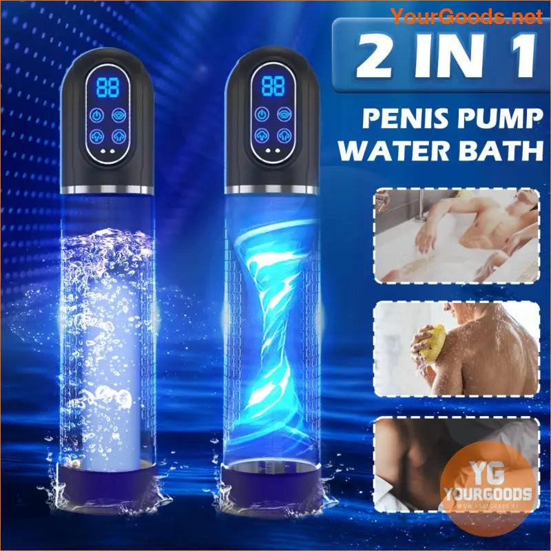 IPX7 Waterproof Magnetic Rechargeable Penis Pump with Silicone Rings - YourGoods Online Shop