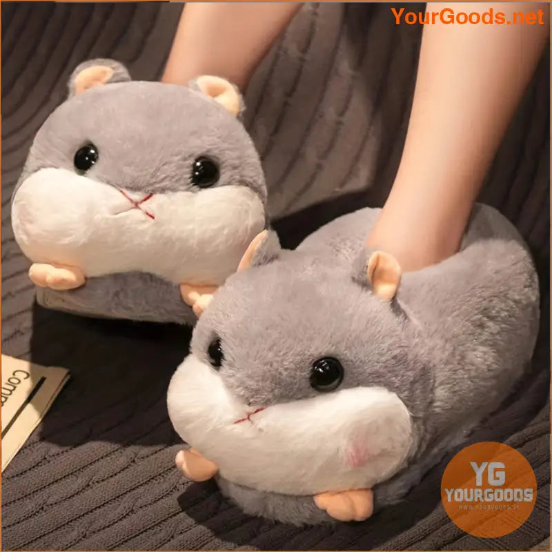 Kawaii Hamster Plush NonSlip Womens Indoor Slippers - YourGoods Online Shop