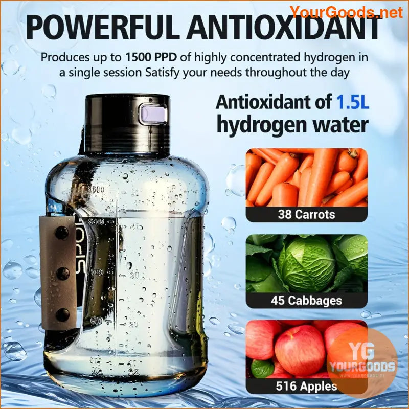 1.5L Shatterproof Hydrogen Water Bottle HighConcentration GymReady BPAFree - YourGoods Online Shop