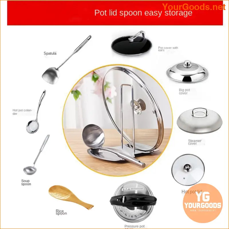 Large Capacity Stainless Steel Pot Lid Rack with Drain Tray - YourGoods Online Shop