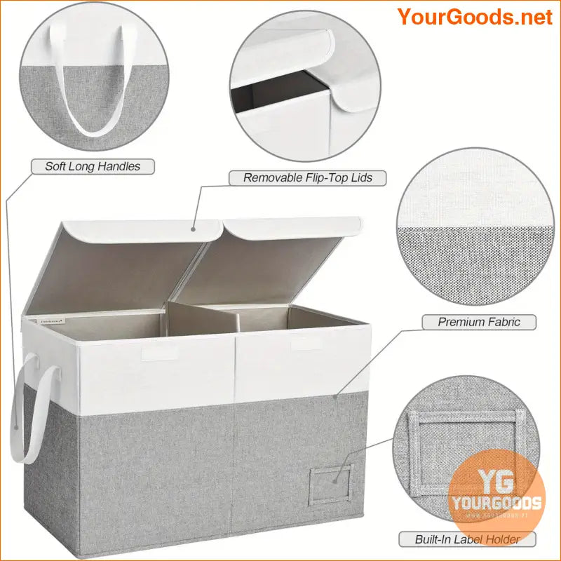 Large Grey White FlipTop Toy Storage Organizer - YourGoods Online Shop