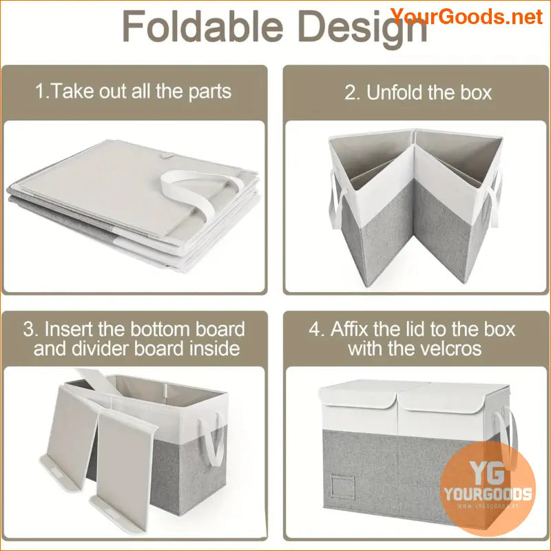 Large Grey White FlipTop Toy Storage Organizer - YourGoods Online Shop