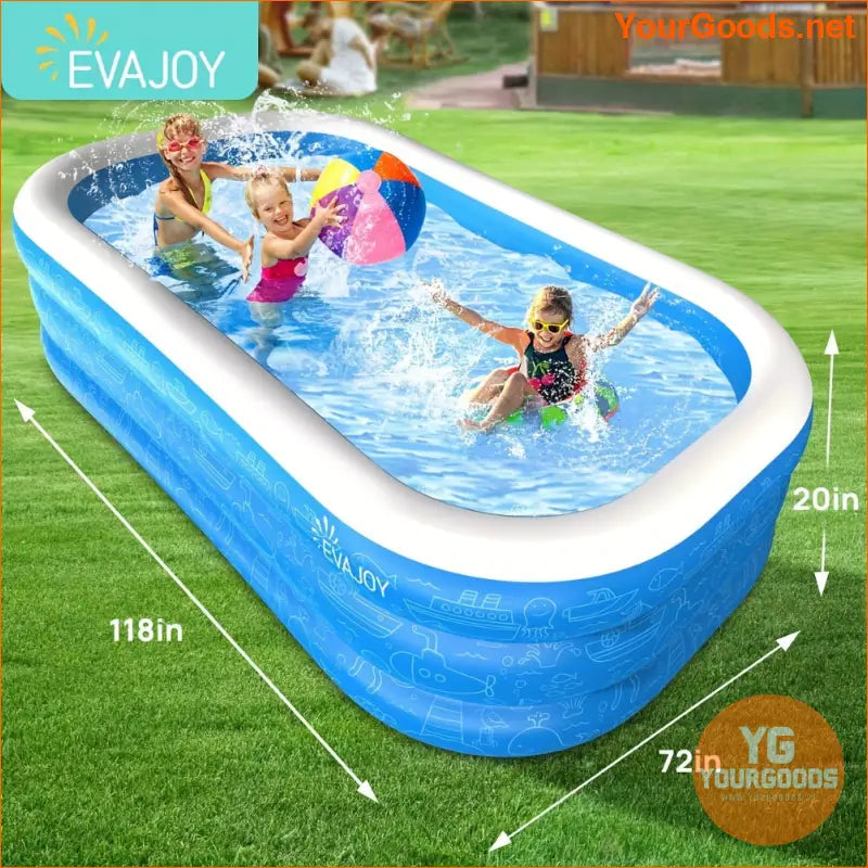 Large Inflatable Pool 119 x 72 x 20 For Kids Family - YourGoods Online Shop