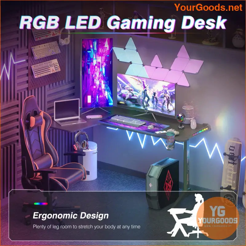 Large Standing Desk L Shaped 60 Inch Gaming Desk Rising Sit Stand Up Corner Desk with RGB LED Lights for Computer Home