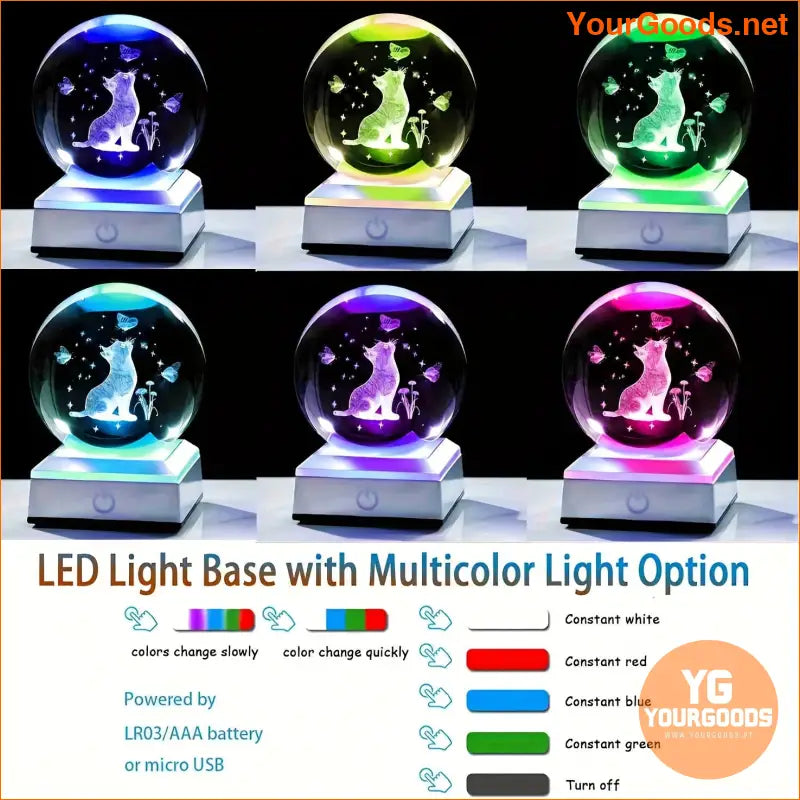 LED Base 3D Crystal Cat Ball Perfect Gift - YourGoods Online Shop