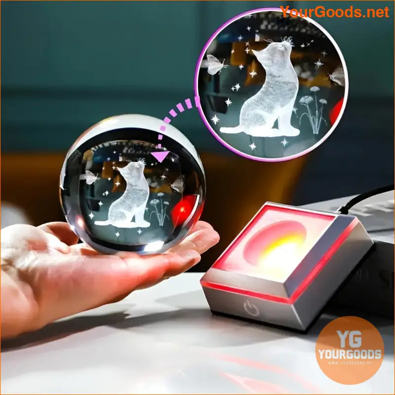 LED Base 3D Crystal Cat Ball Perfect Gift - YourGoods Online Shop