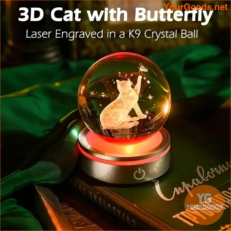 LED Base 3D Crystal Cat Ball Perfect Gift - YourGoods Online Shop