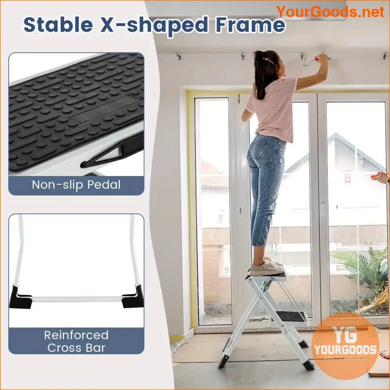 Lifezeal Folding Step Stool 2 Step 330lb Capacity Anti-Slip Handle - YourGoods Online Shop