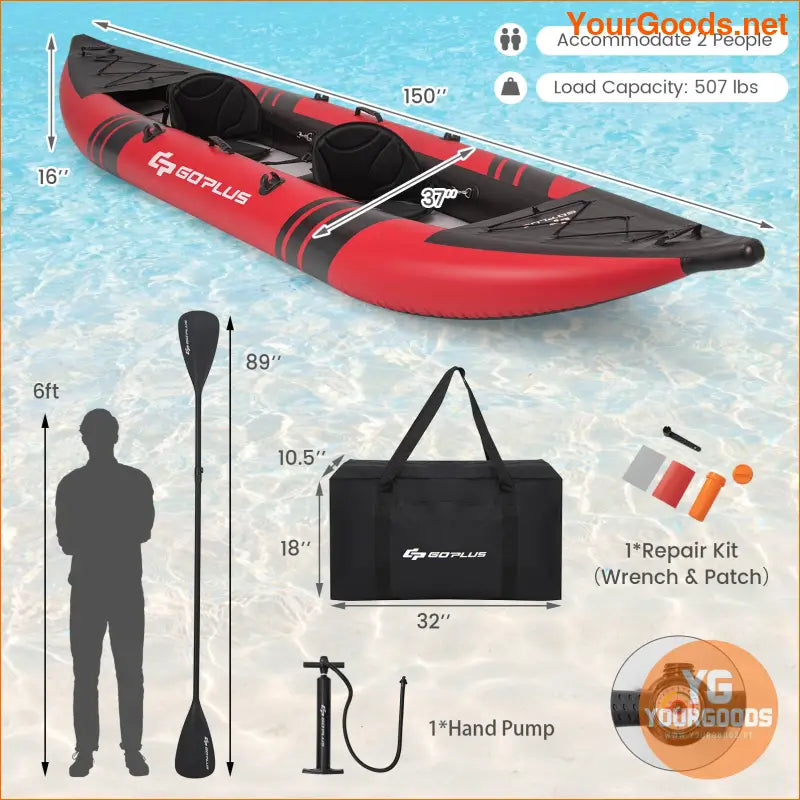 LIFEZEAL Inflatable Kayak Set Portable 2Person Adventure - YourGoods Online Shop