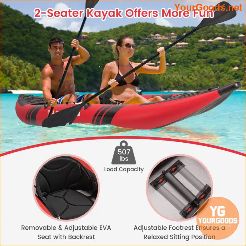 LIFEZEAL Inflatable Kayak Set Portable 2Person Adventure - YourGoods Online Shop