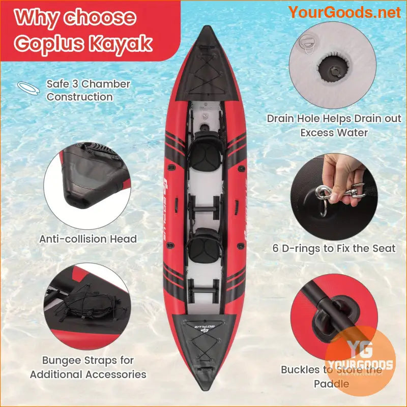 LIFEZEAL Inflatable Kayak Set Portable 2Person Adventure - YourGoods Online Shop