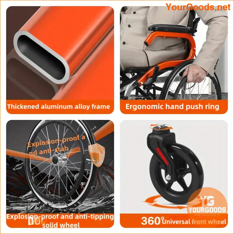 Lightweight Foldable Transport Wheelchair with 20 Wheels Ergonomic Design - YourGoods Online Shop