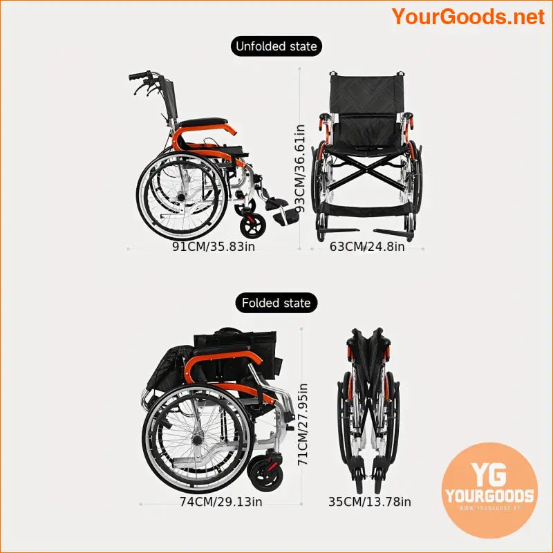 Lightweight Foldable Transport Wheelchair with 20 Wheels Ergonomic Design - YourGoods Online Shop