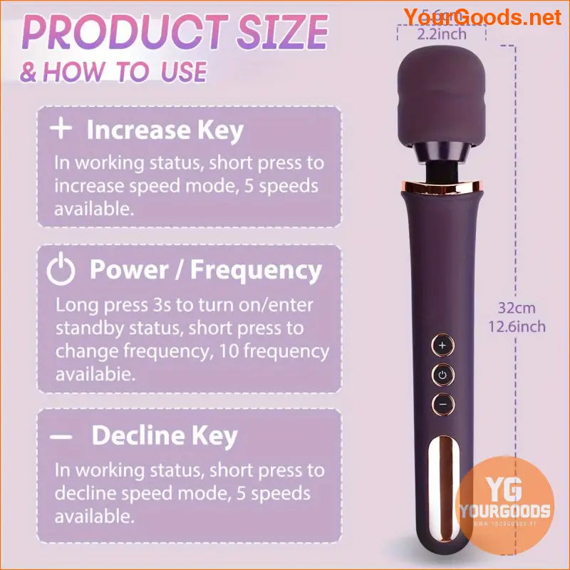 LUVWAKE Wireless Vibration Wand 10 Modes Waterproof GSpot Stimulator - YourGoods Online Shop